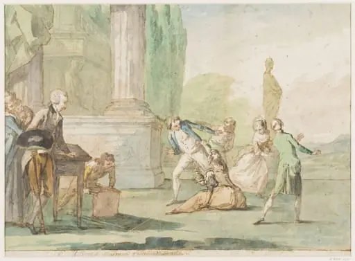 Group of youths and girls playing an unidentified game