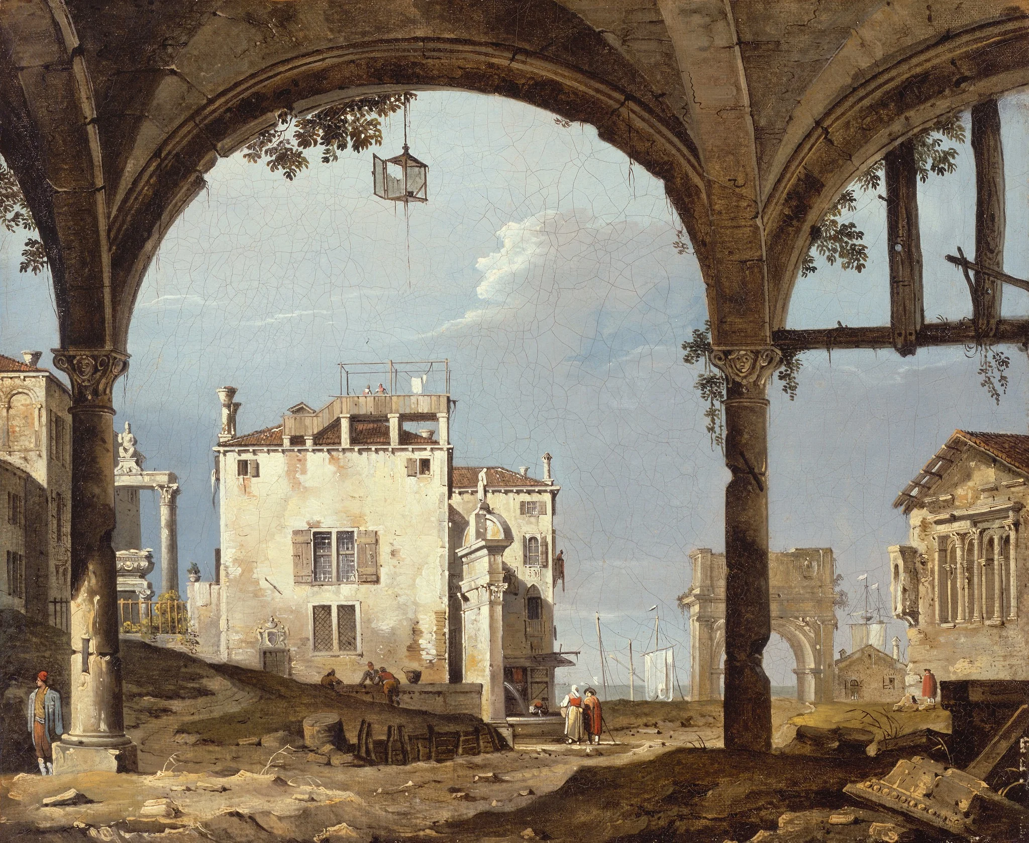 Portico with a Lantern, by Unknown, oil, 1743