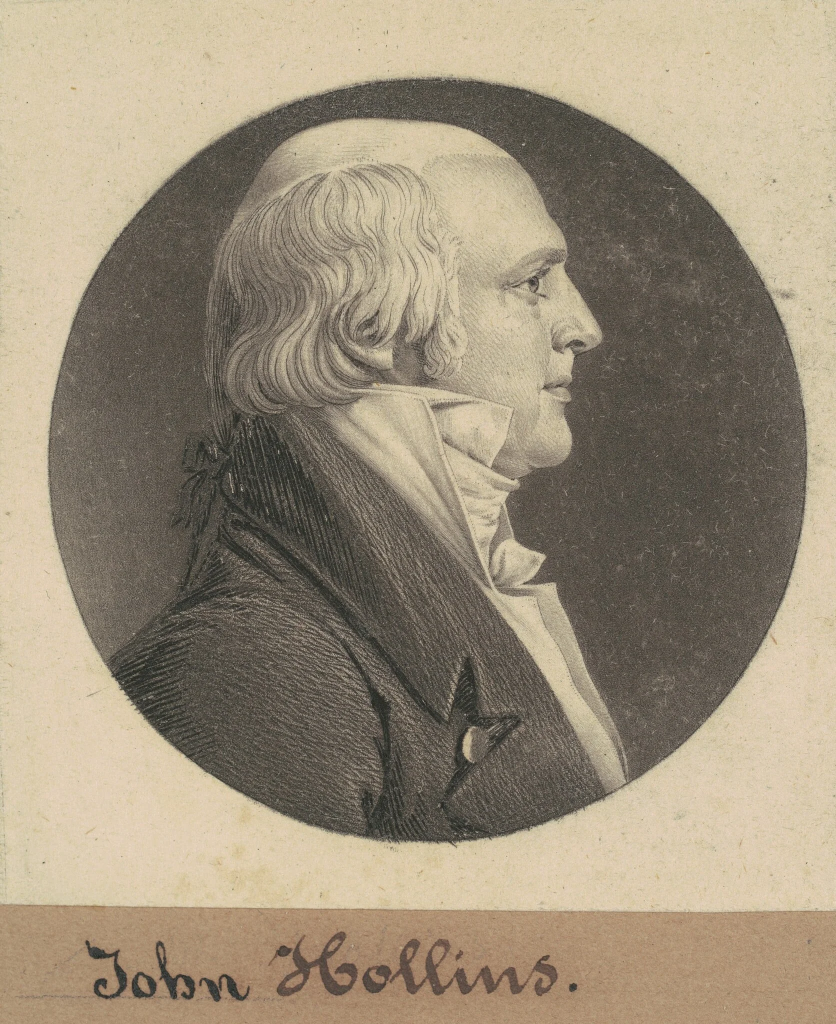 John Hollins, by Charles Balthazar Julien Févret de Saint-Mémin, ink, 1804