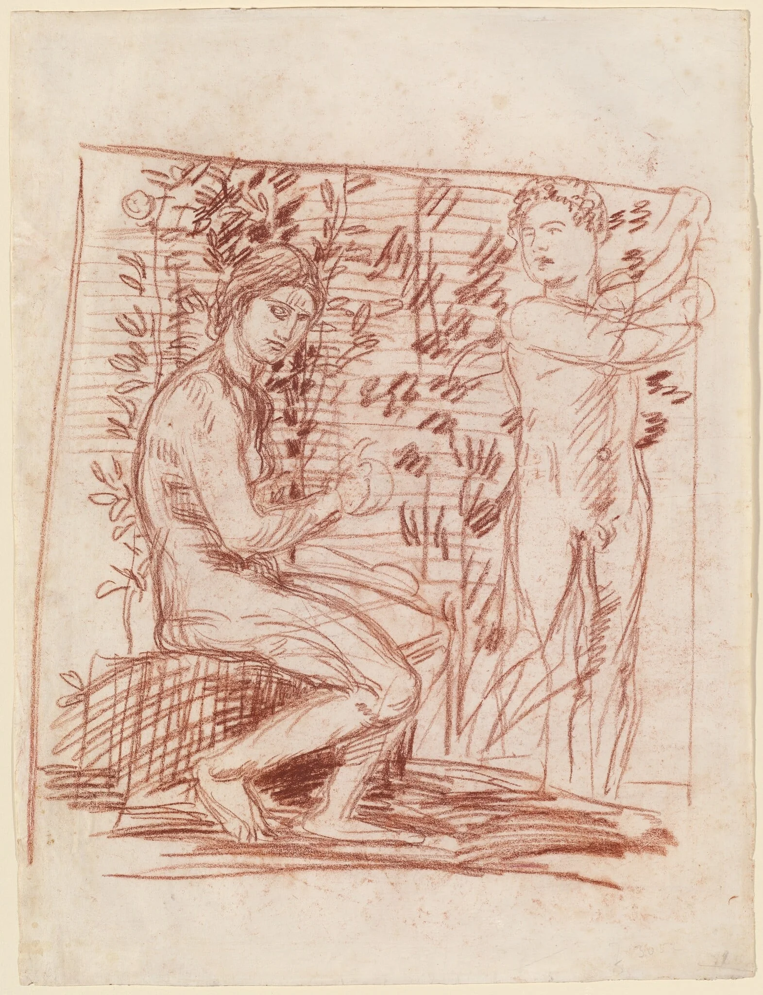In Praise of Modesty, by Hans von Marées, chalk, 1879