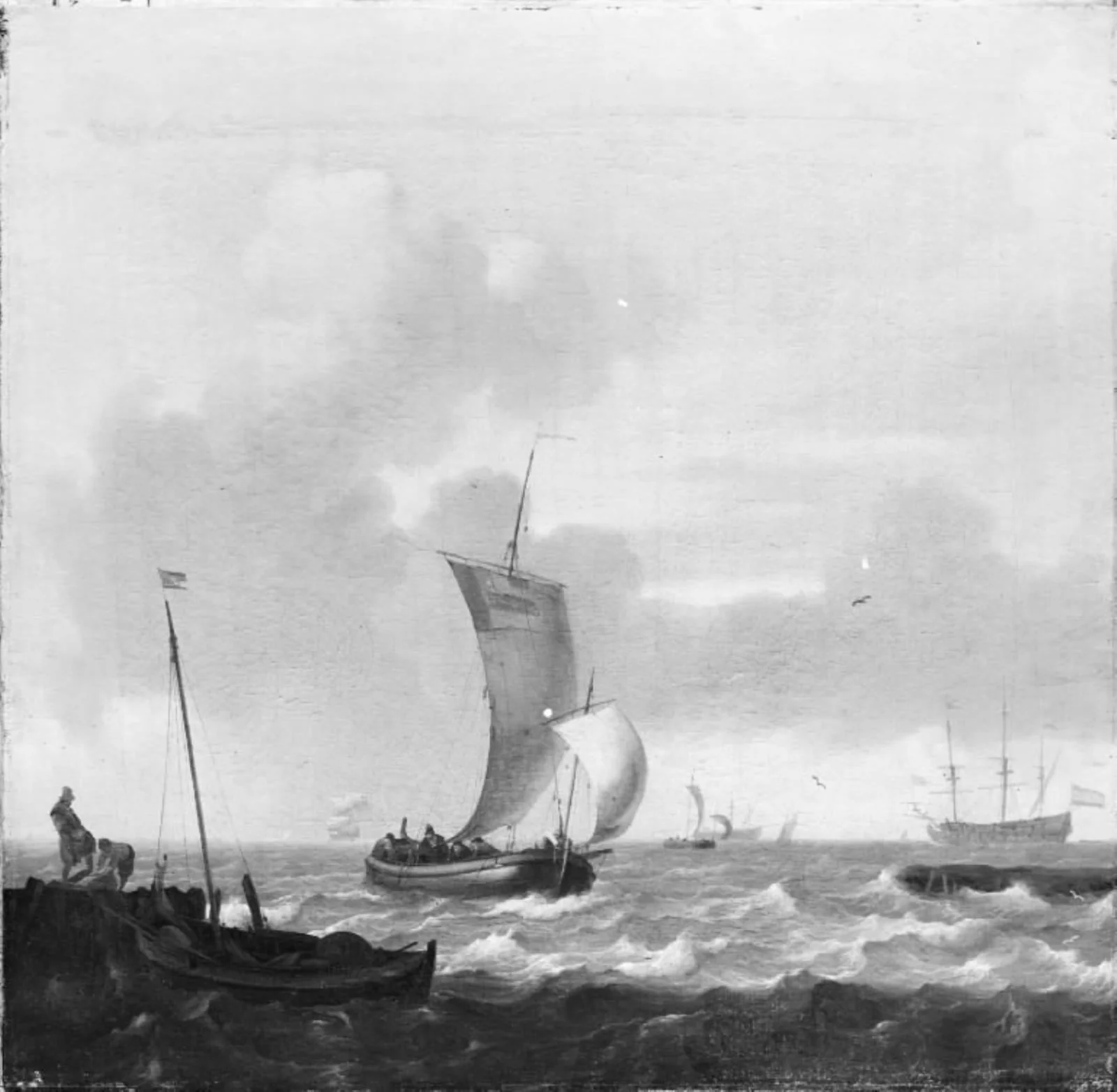 Ships off a Harbour, by Unknown, 1689