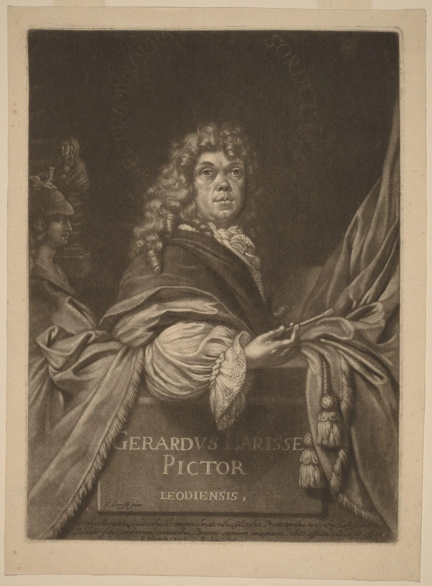 Gerard de Lairesse, by Pieter Schenck I, ink, 1690