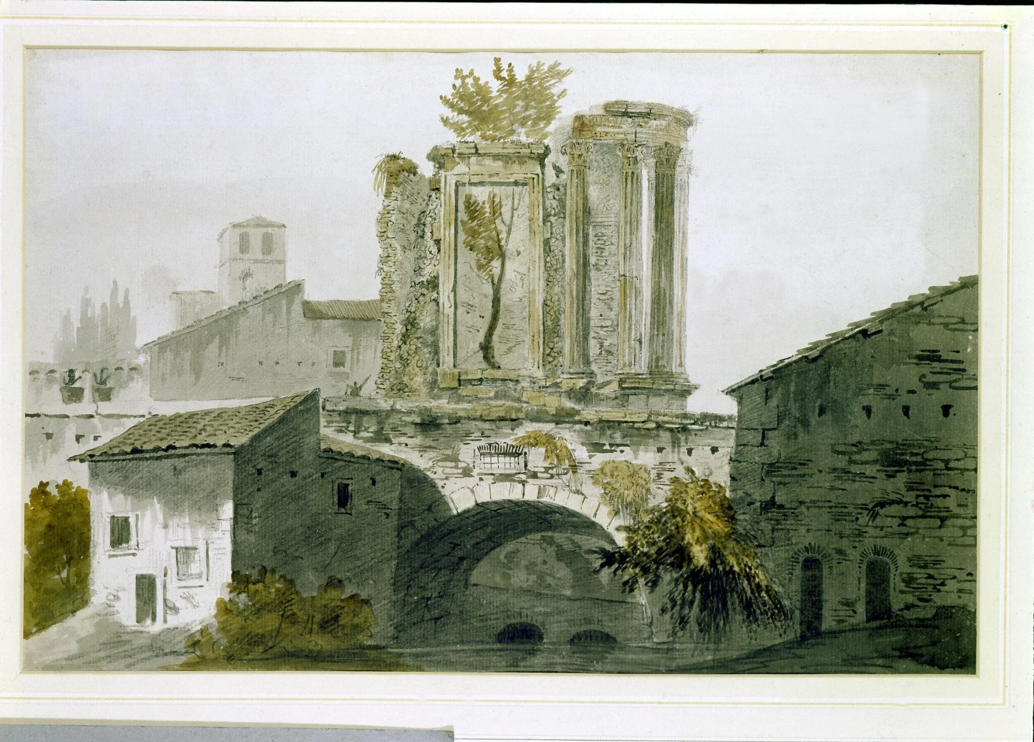 Italian Ruins, by John Claude Nattes, watercolor, 1780