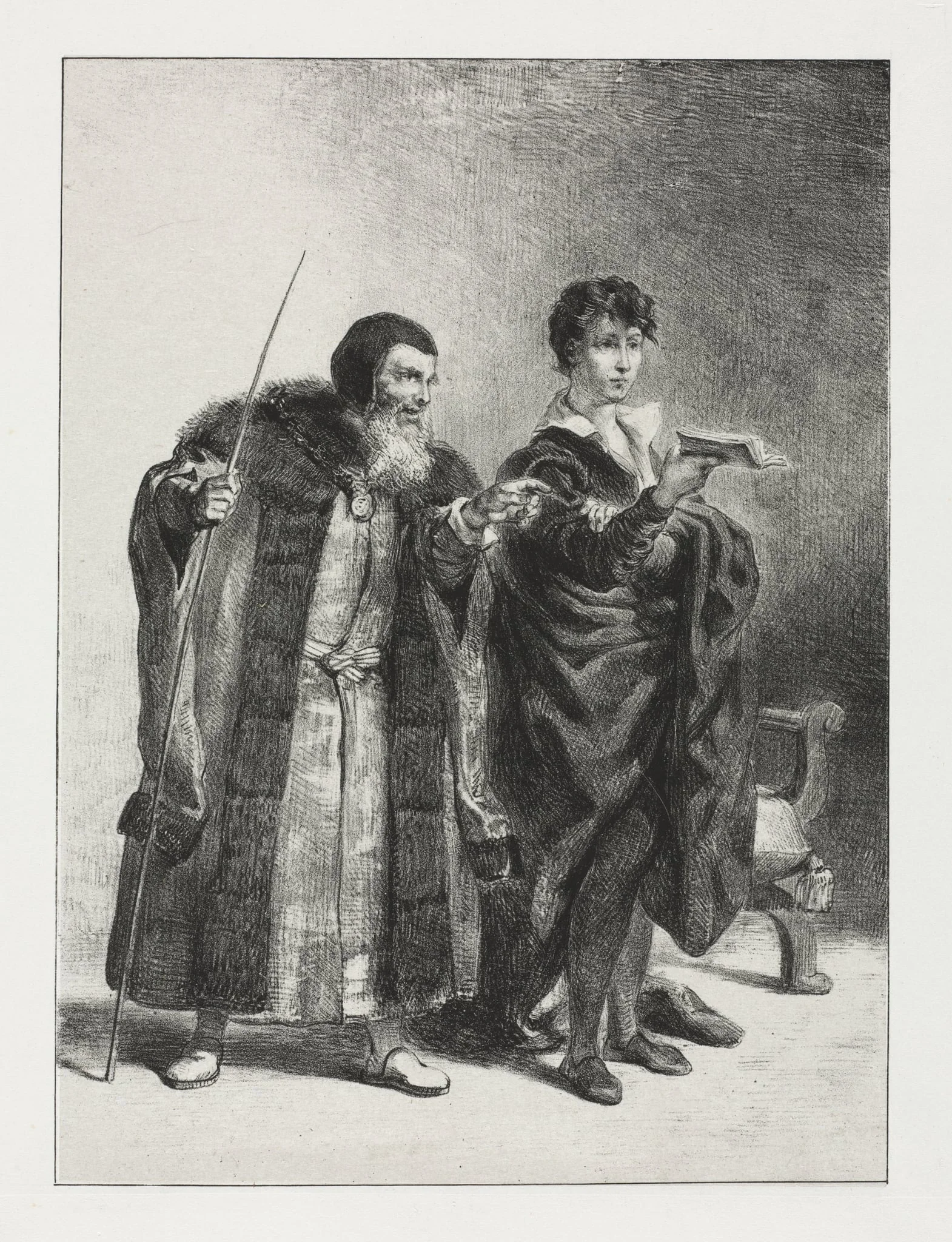Hamlet:  Polonius and Hamlet, by Eugène Delacroix, 1834