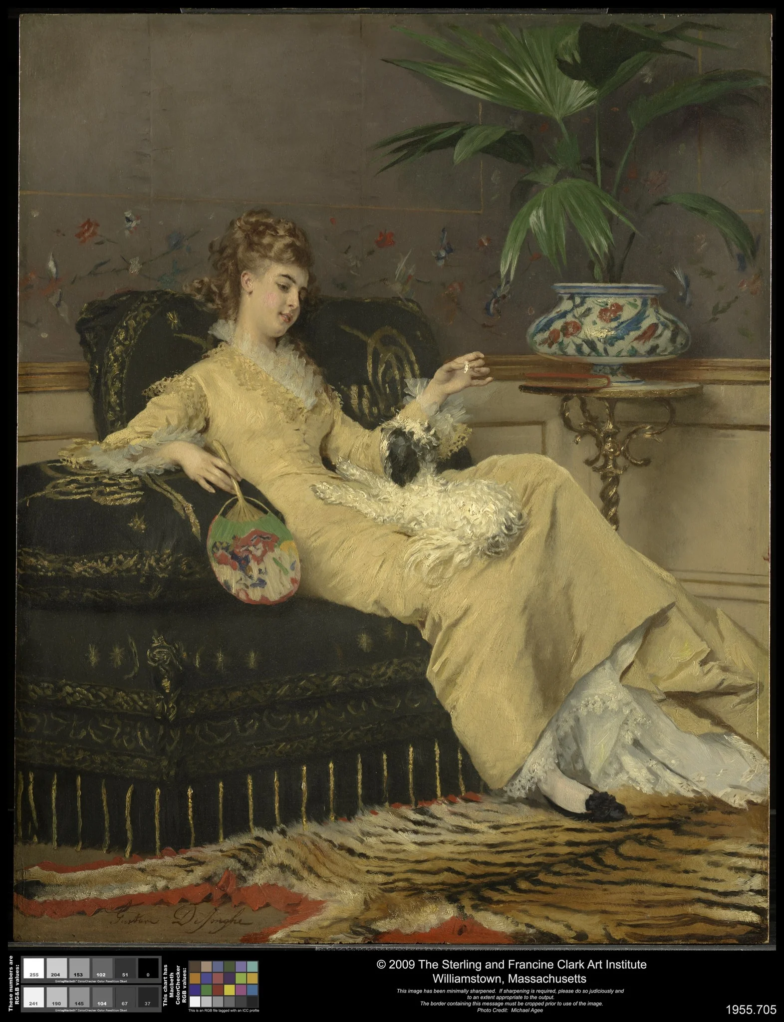 Woman in Yellow, by Gustave Léonard de Jonghe, oil, 1875