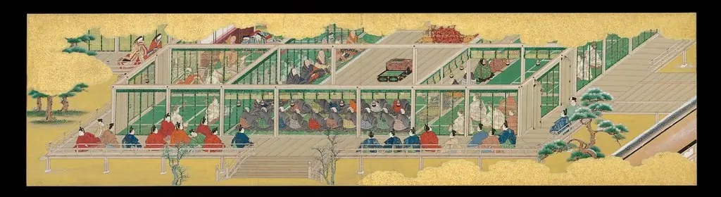 “A Branch of Sacred Evergreen” (Sakaki), from the Phantom Genji Scrolls (Maboroshi no Genji monogatari emaki)