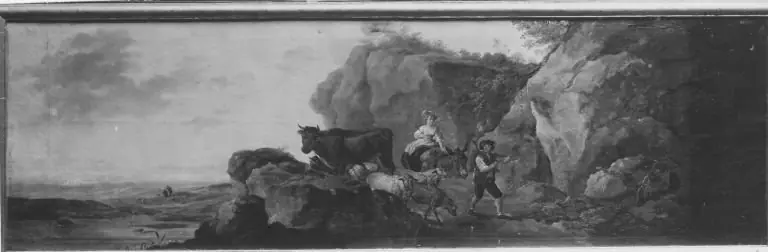 Landschaft mit Vieh und Hirten (Supraporte)