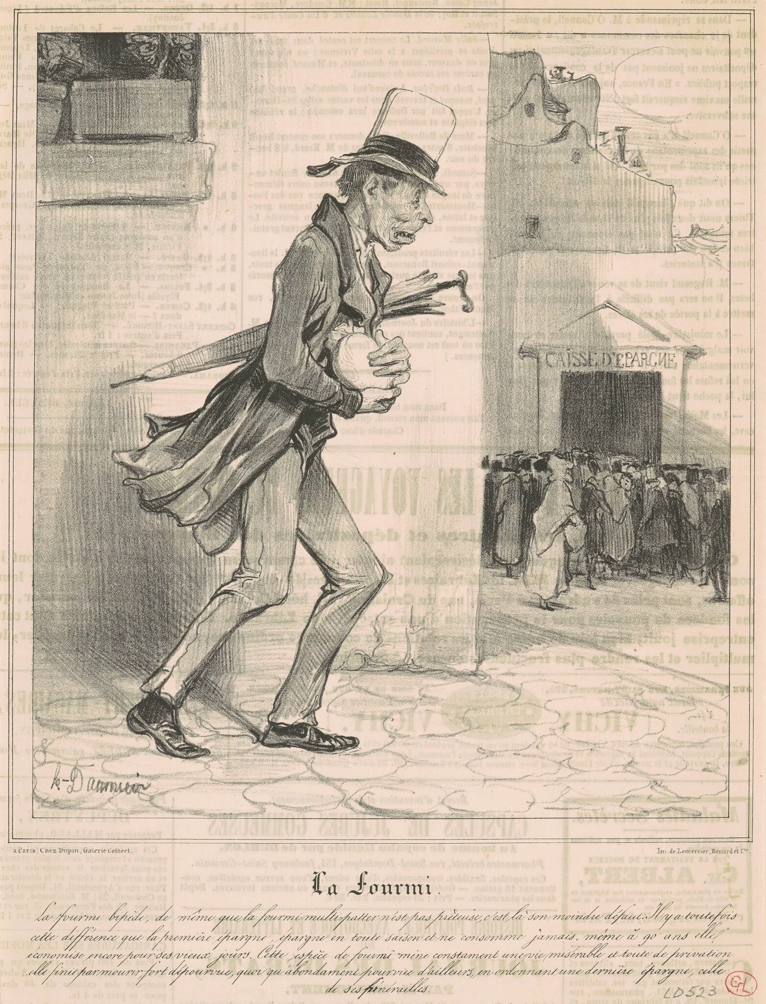 La fourmi, by Honoré Daumier, ink, 1838