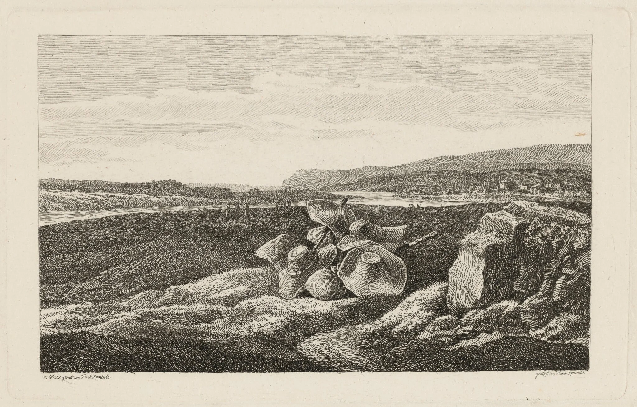 A Harvest Scene with Straw Hats Lying in a Field