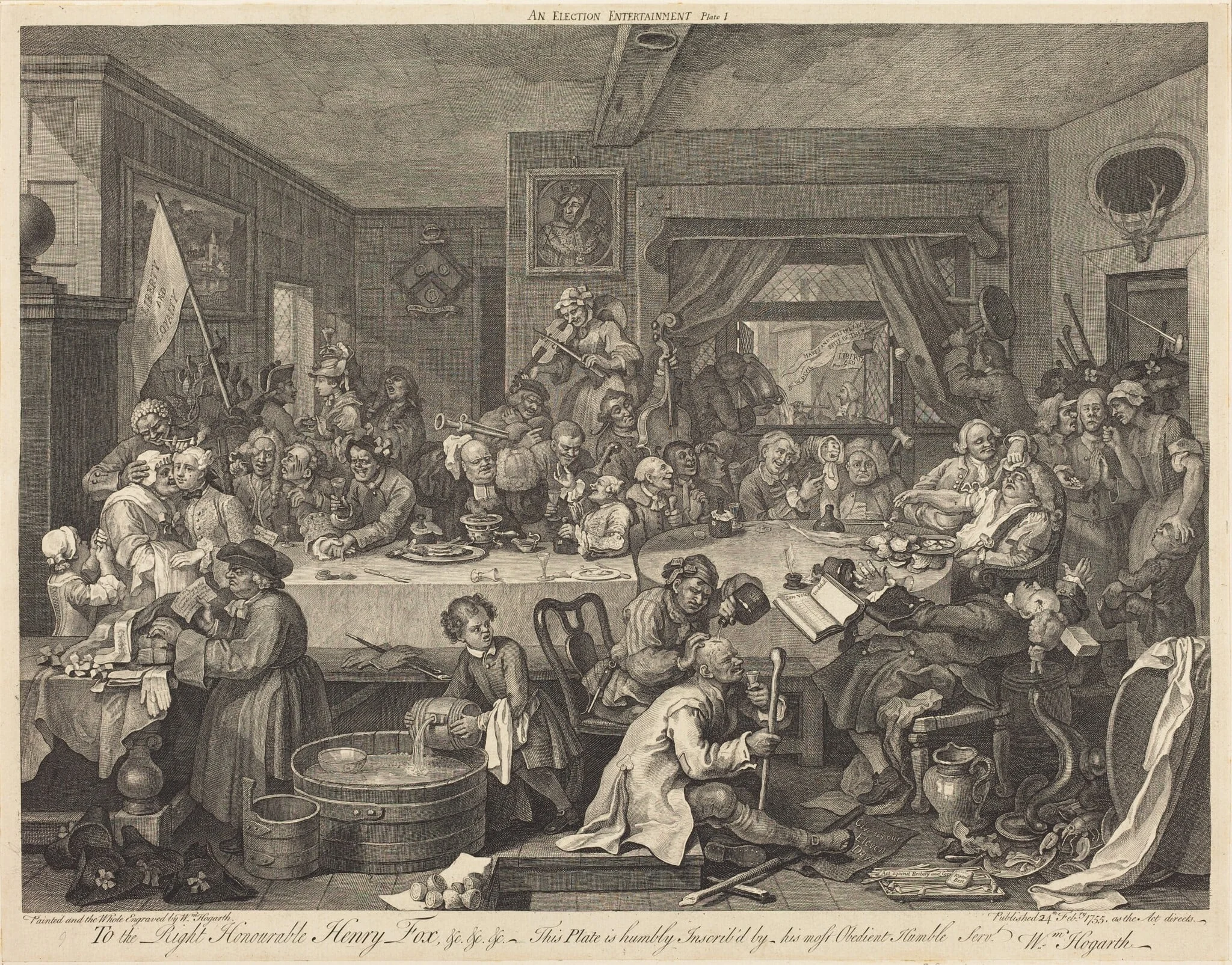 An Election Entertainment, by William Hogarth, ink, 1755