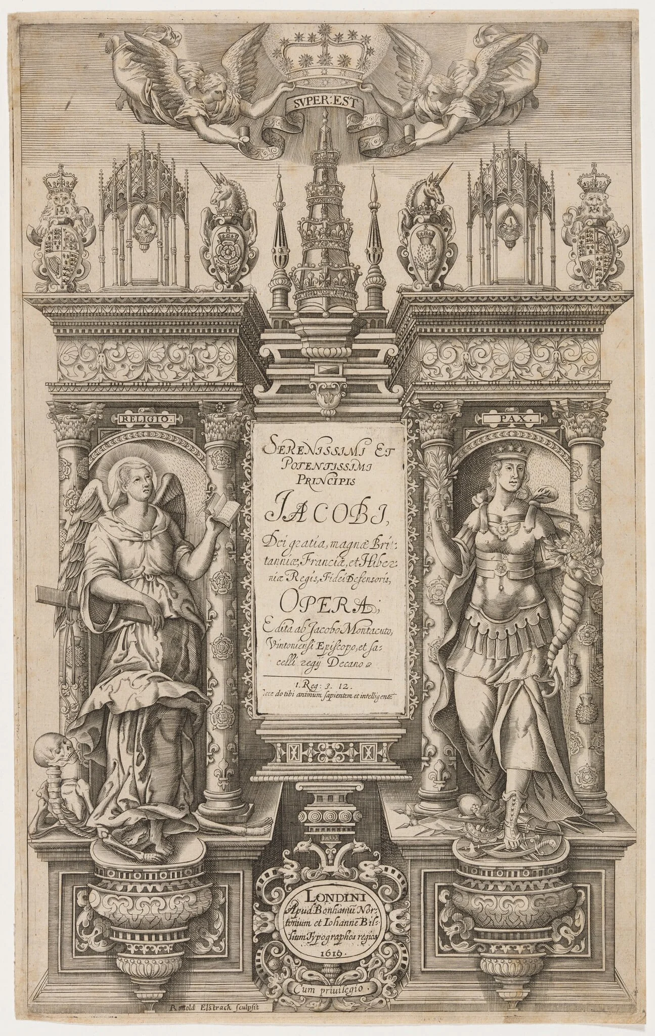 Title Page. James I, an Opera, by Renold Elstrack, ink, 1619