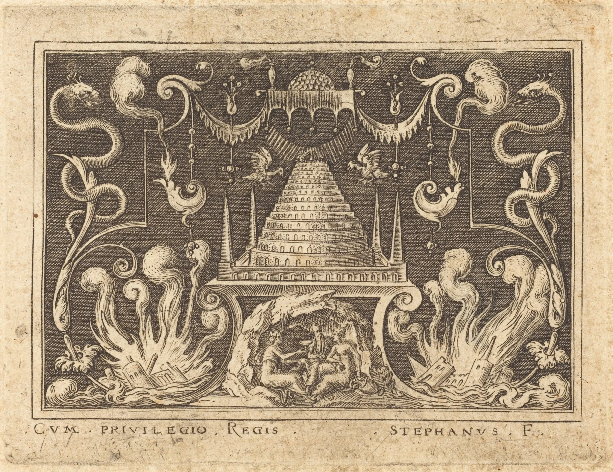 Incest of Loth, by Etienne Delaune, ink, 1551