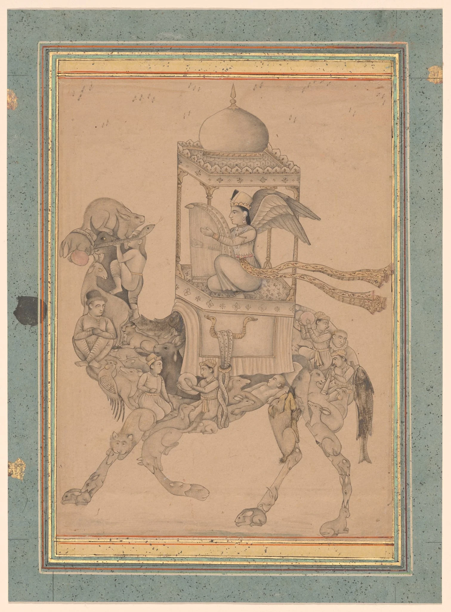 Angel (Peri) Riding a Composite Camel, by Unknown, ink, 1700