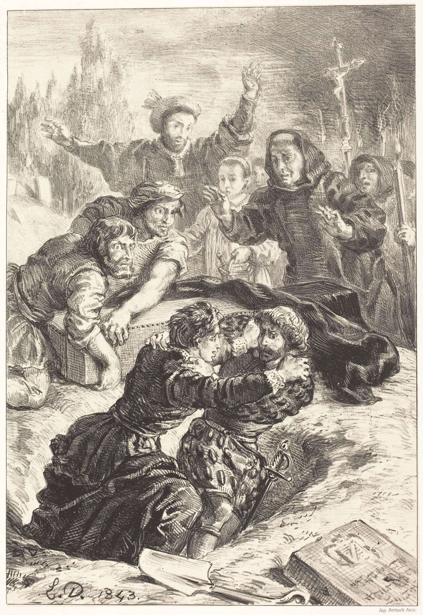 Hamlet and Laertes in the Grave of Ophelia (Act V, Scene I)