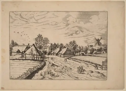 Country Village with Post Mill