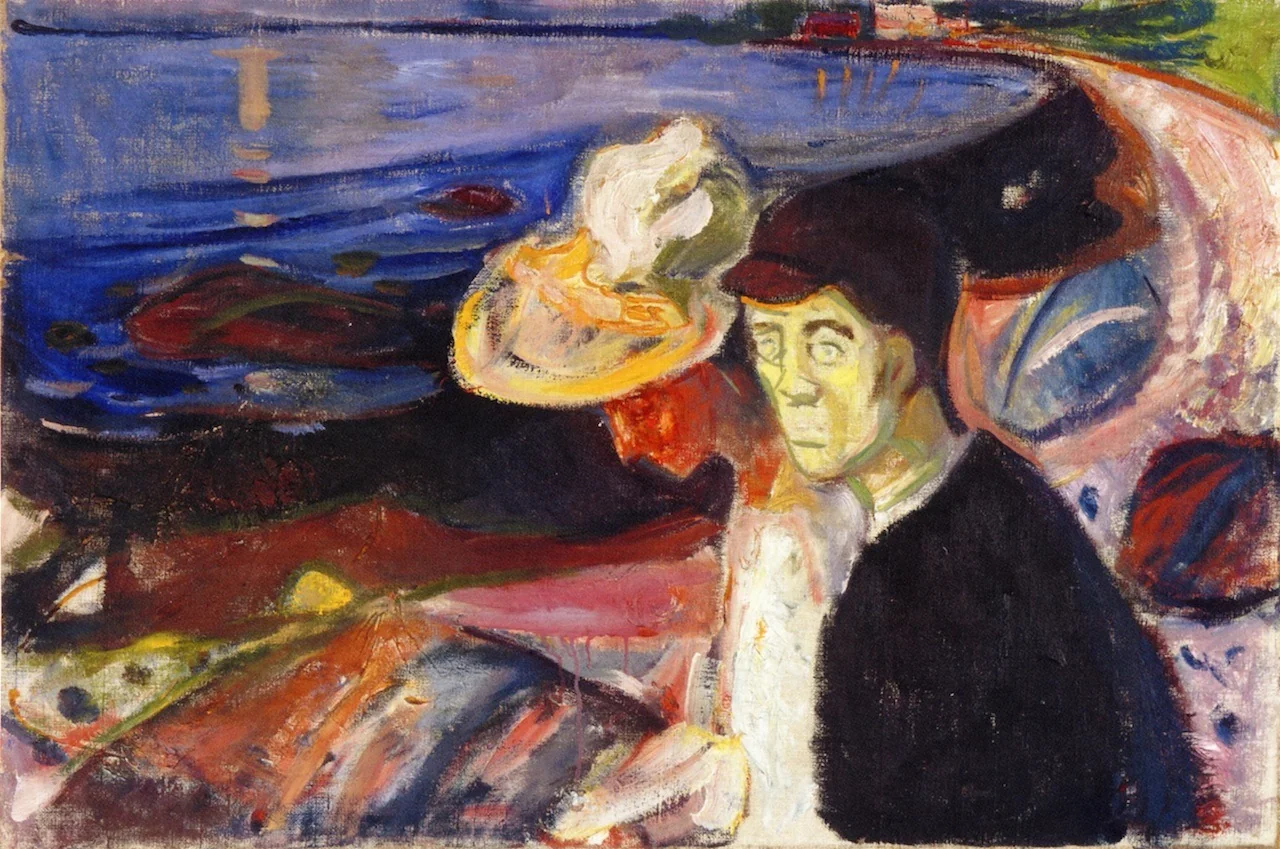 Man and Woman on the Beach, by Edvard Munch, oil, 1907