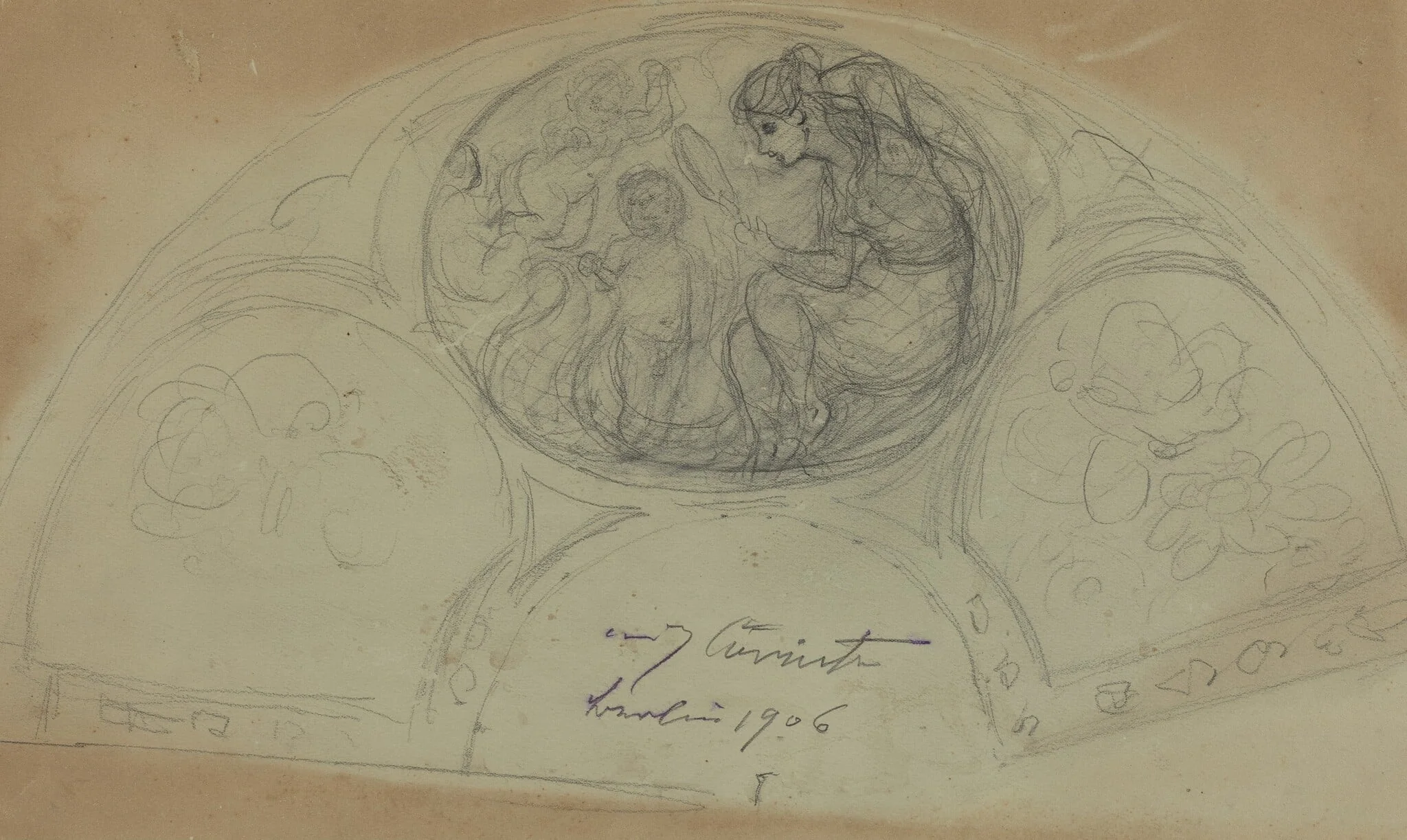 Fan Design [verso], by Lovis Corinth, graphite, 1906