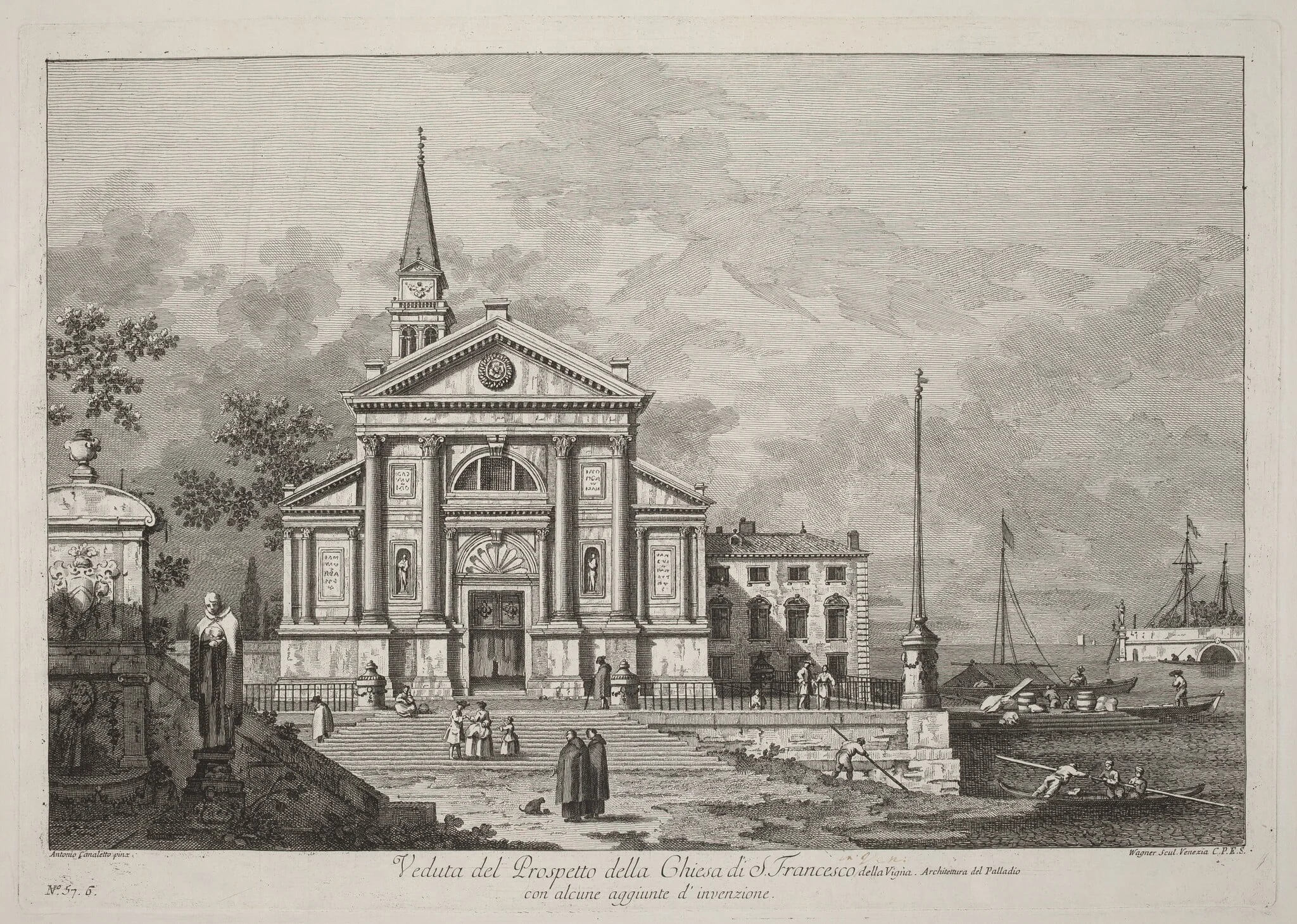 Veduta del Prospetto della Chiesa del S. Francesco, by Joseph Wagner, ink, 1742