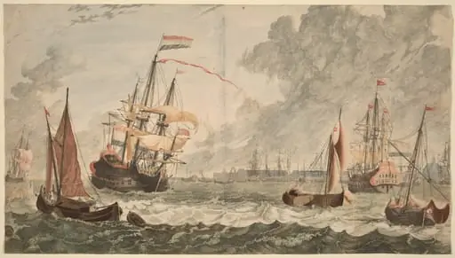 Amsterdam, Ships at the IJ on Choppy Waters