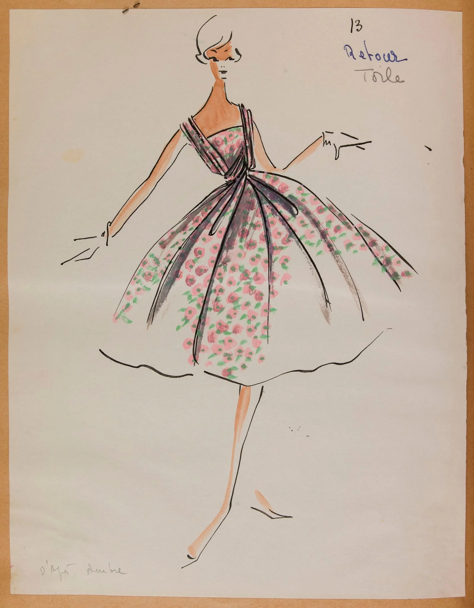Robe à motif floral rose, by Marie-Louise Carven, 1957
