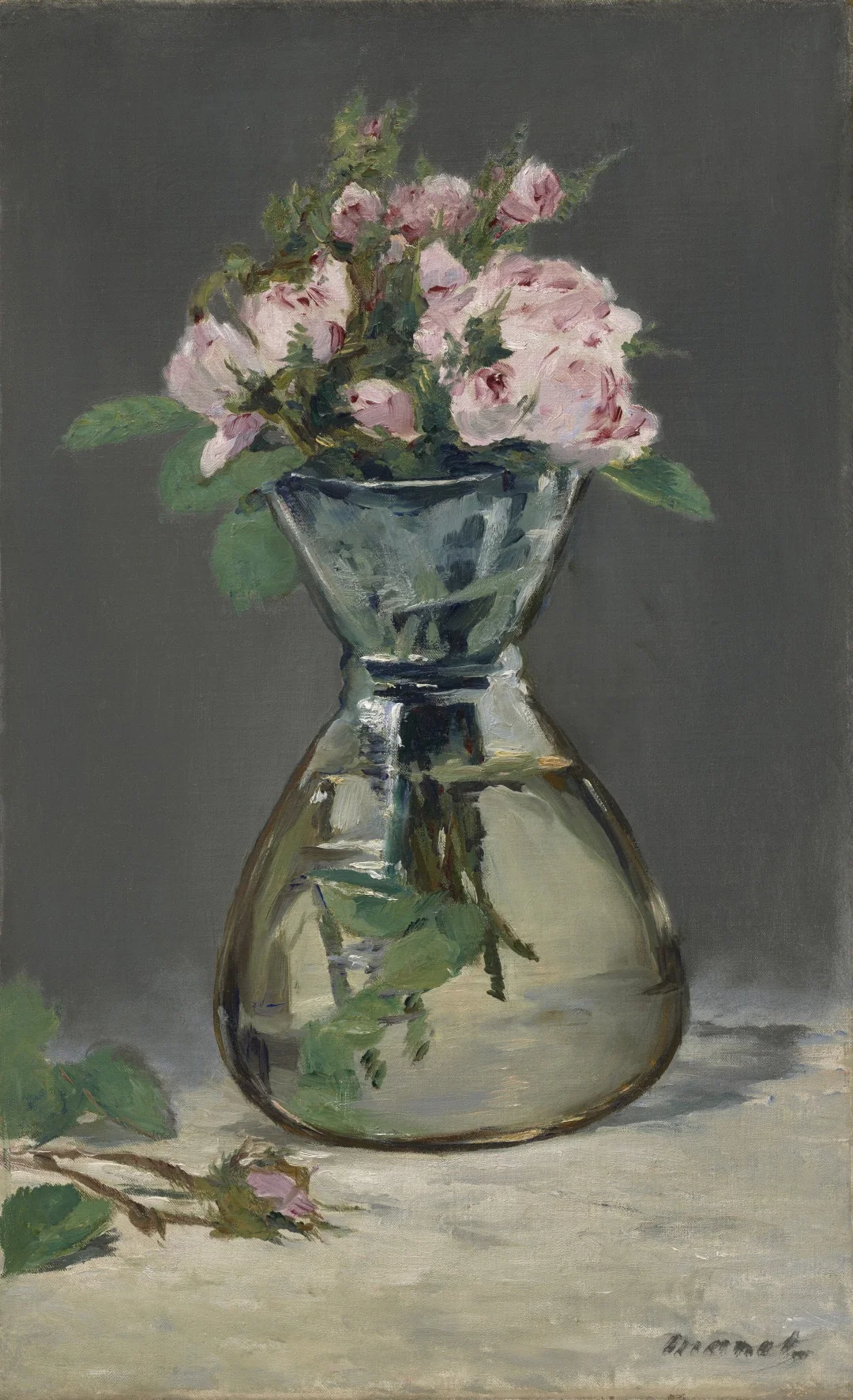 Moss Roses in a Vase, by Edouard Manet, oil, 1892