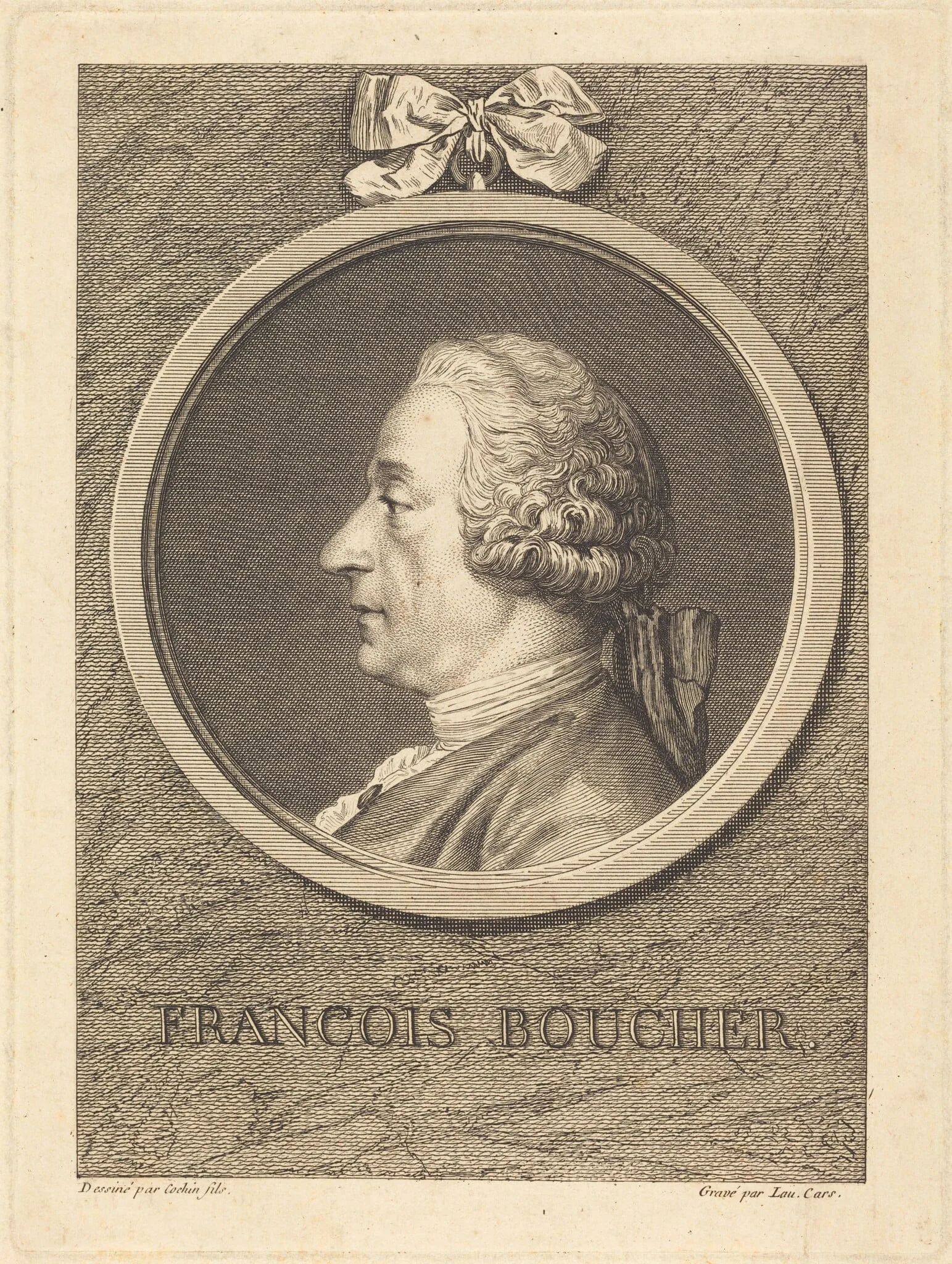 Francois Boucher, by Laurent Cars, ink, 1735