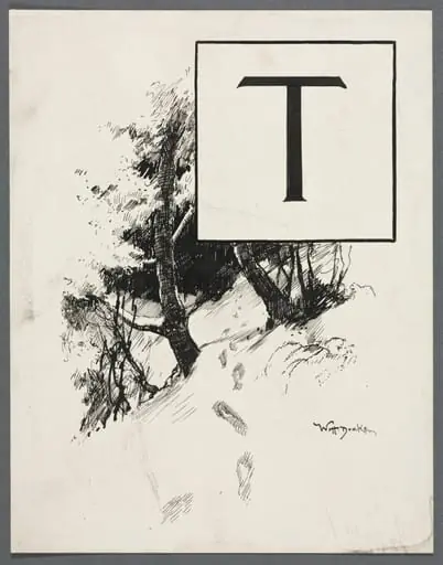 Inital T for Chapter XLIV from "Lorna Doone"