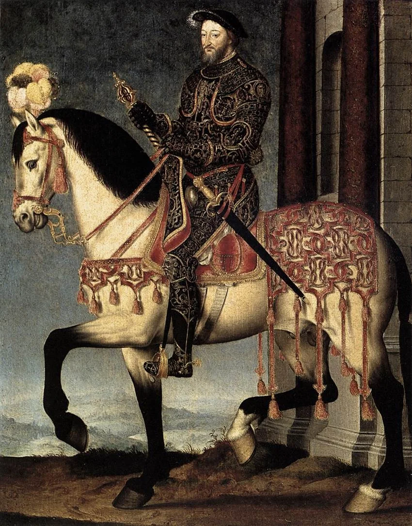 Portrait équestre de François Ier, by François Clouet, oil, 1540
