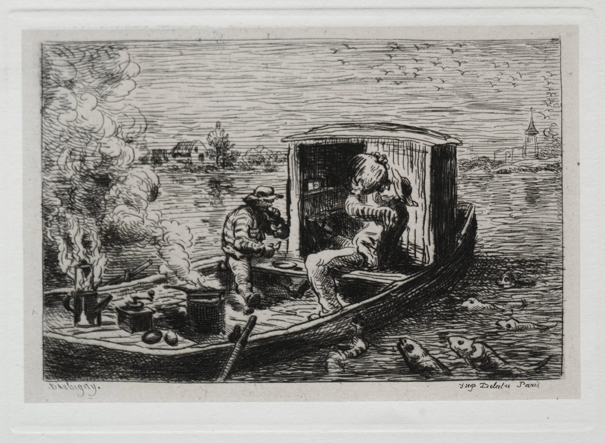 The Boat Trip: Guzzling or Lunch on the Boat, by Charles François Daubigny, 1861