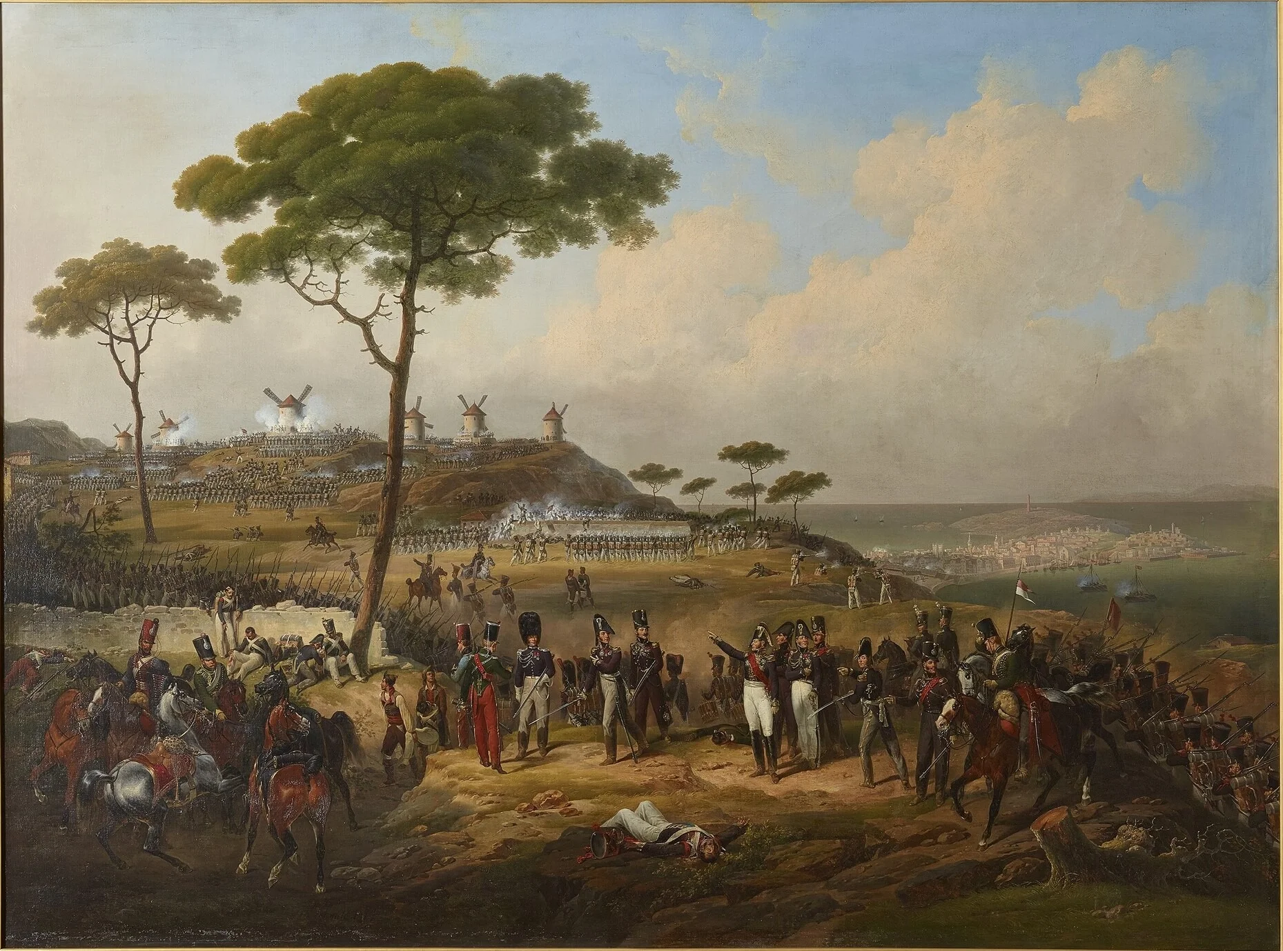 Attaque et prise des retranchements devant La Corogne par la division Bourke, 15 juillet 1823, by Hippolyte Lecomte, oil, 1828