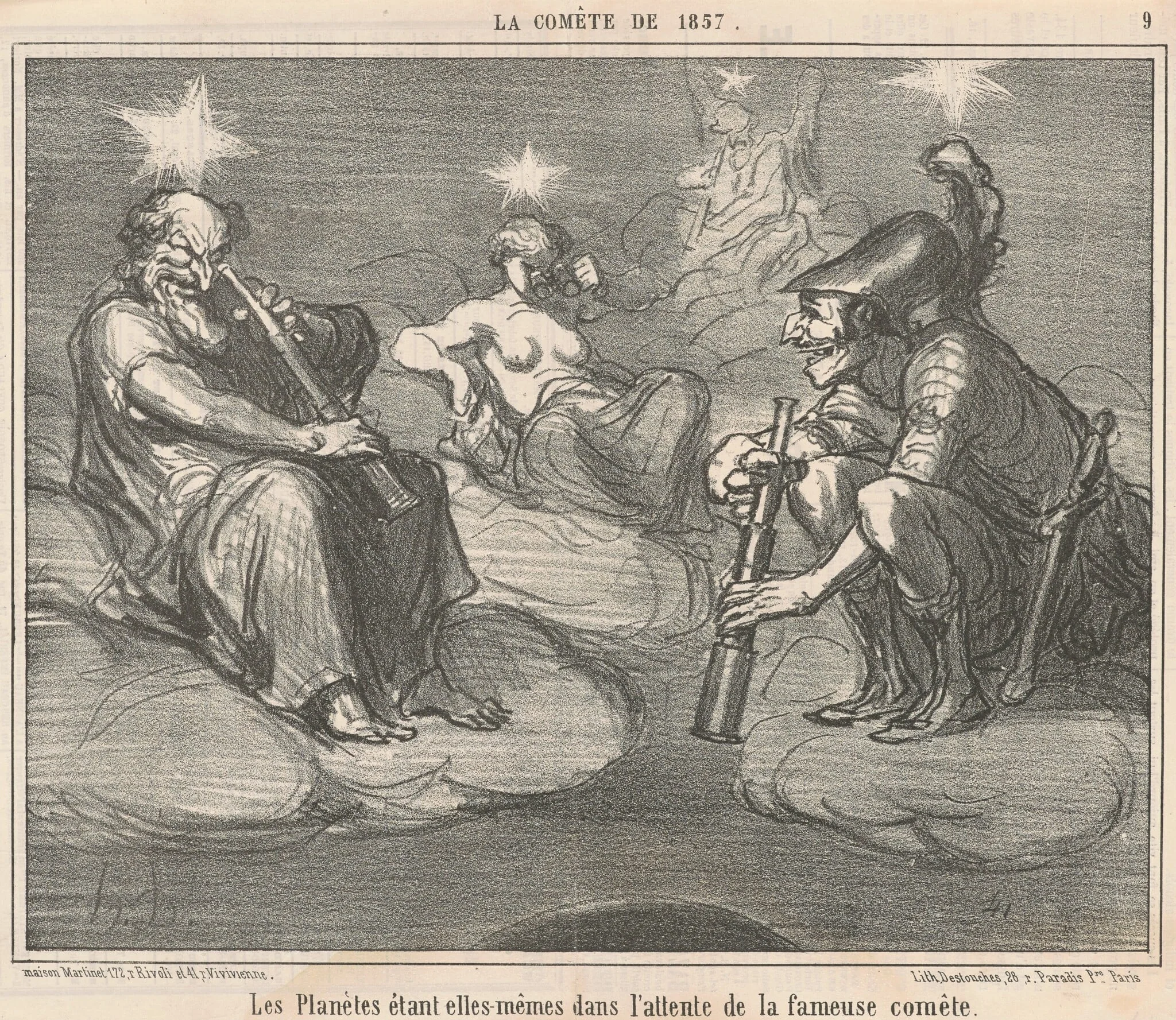 Les planetes étant elles-mêmes, by Honoré Daumier, ink, 1857