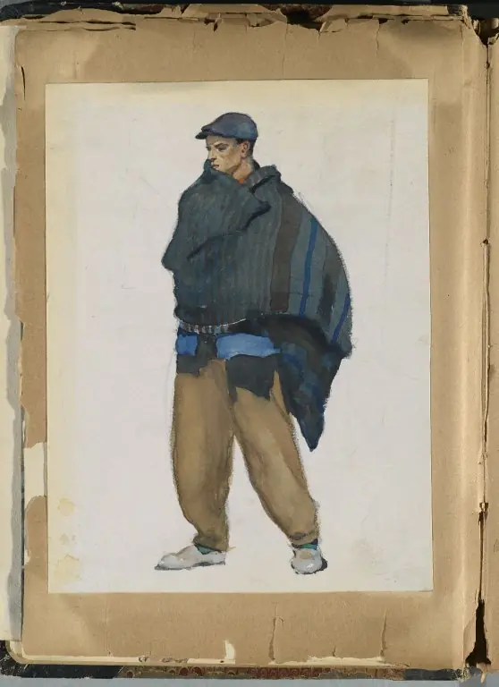Spanish Sketch Mounted in Scrap Book