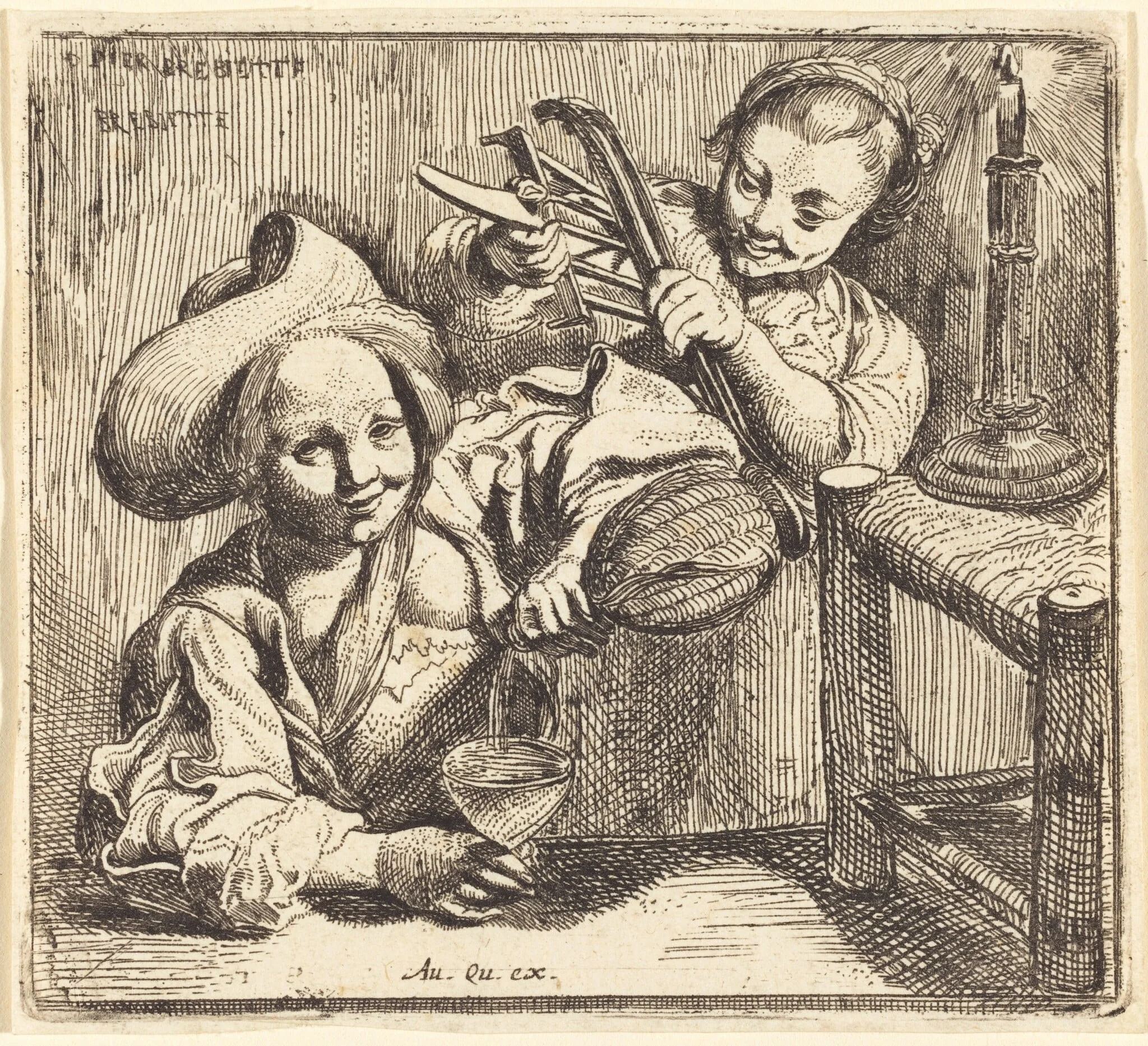 The Little Girls' Tavern, by Pierre Brebiette, ink, 1620