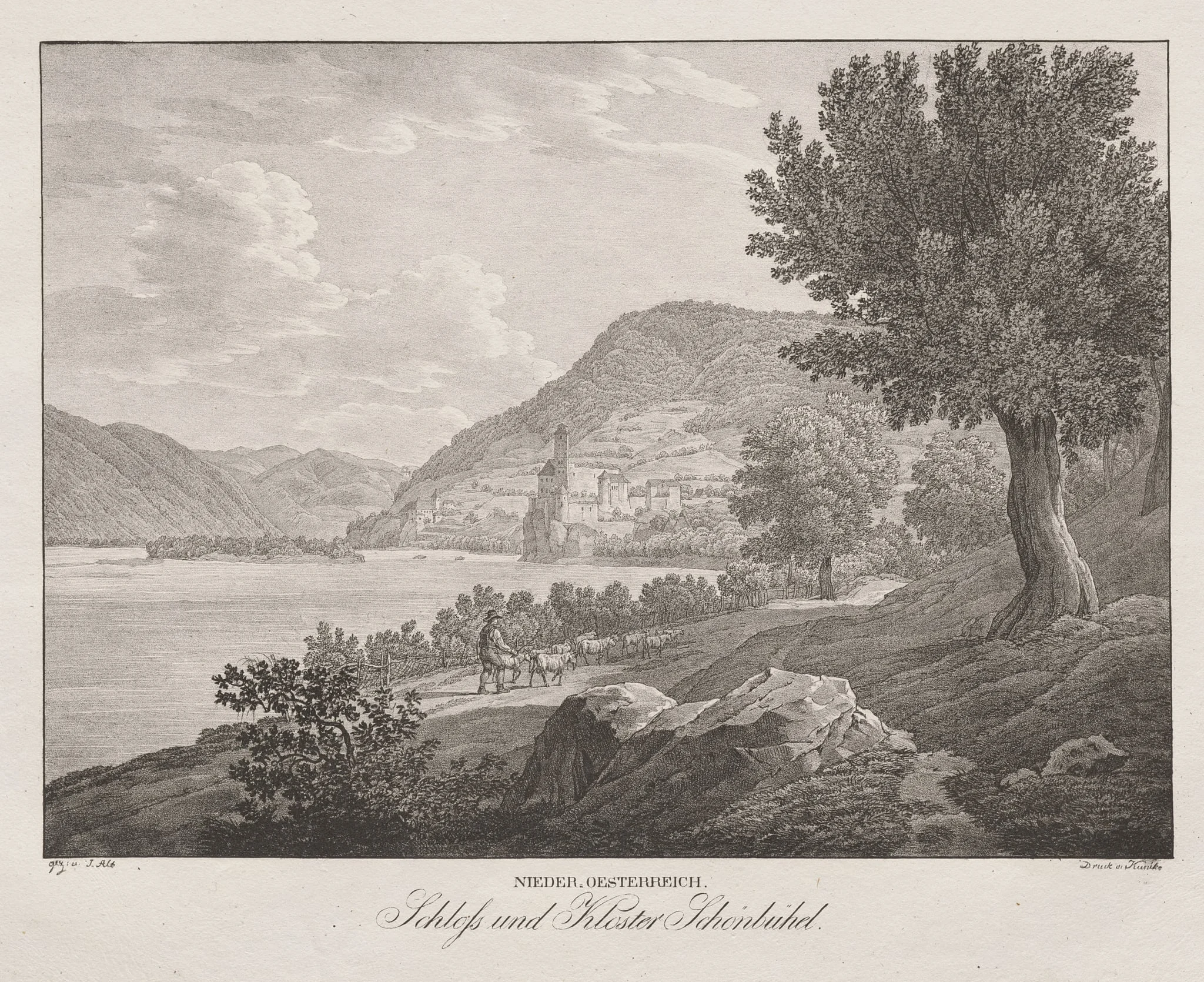 Nieder-oesterreich, Schloss und Kloster Schönbühel, by Jakob Alt, 1839