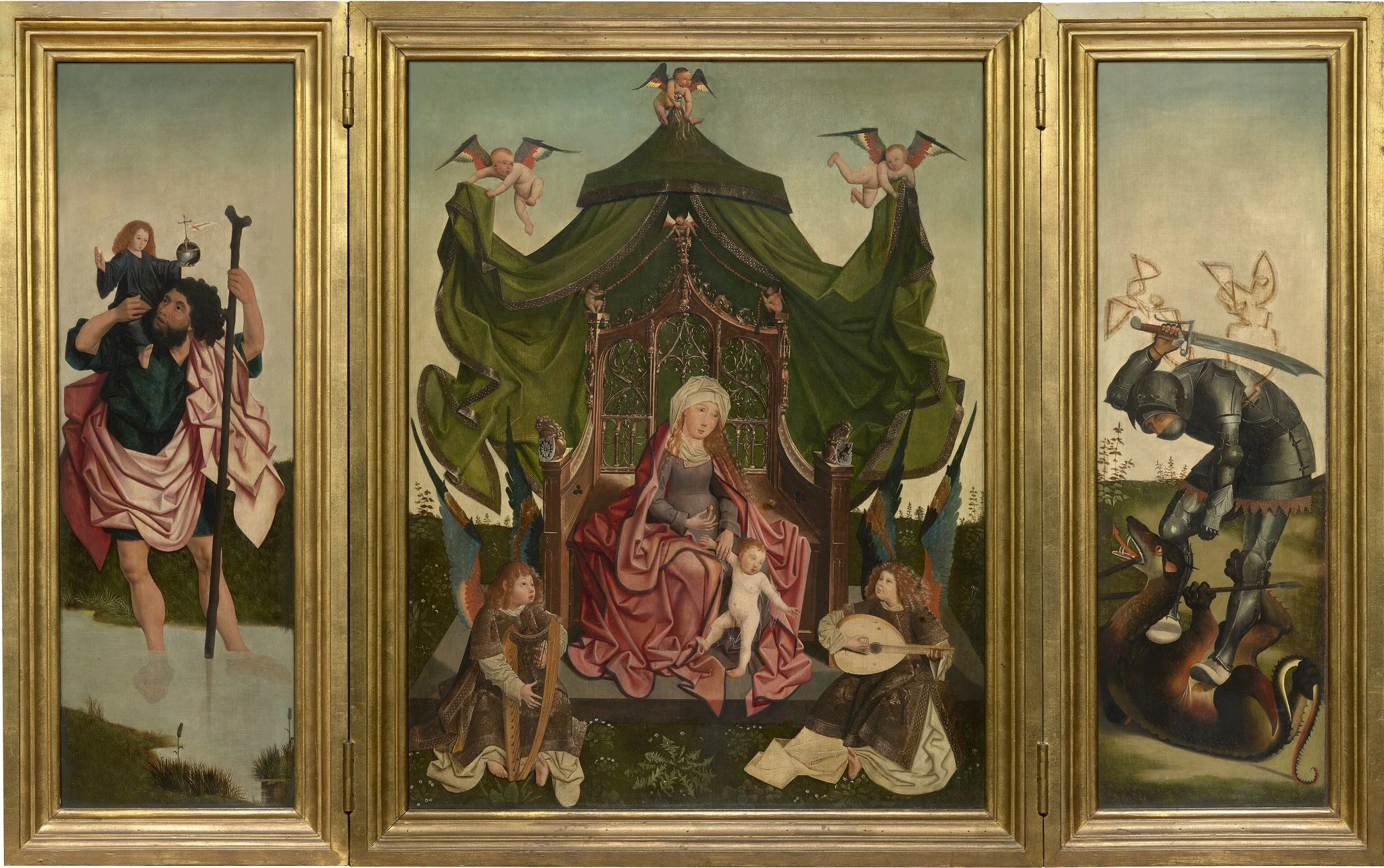 Triptych of the Virgin Enthroned with Saints Christopher and George