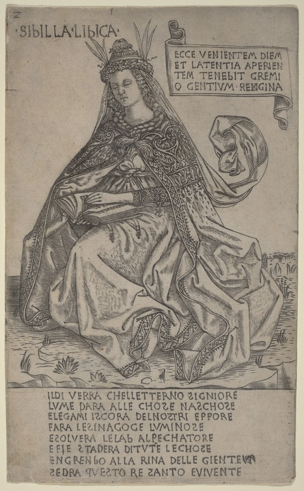Libyan Sibyl, by Baccio Baldini, ink, 1475