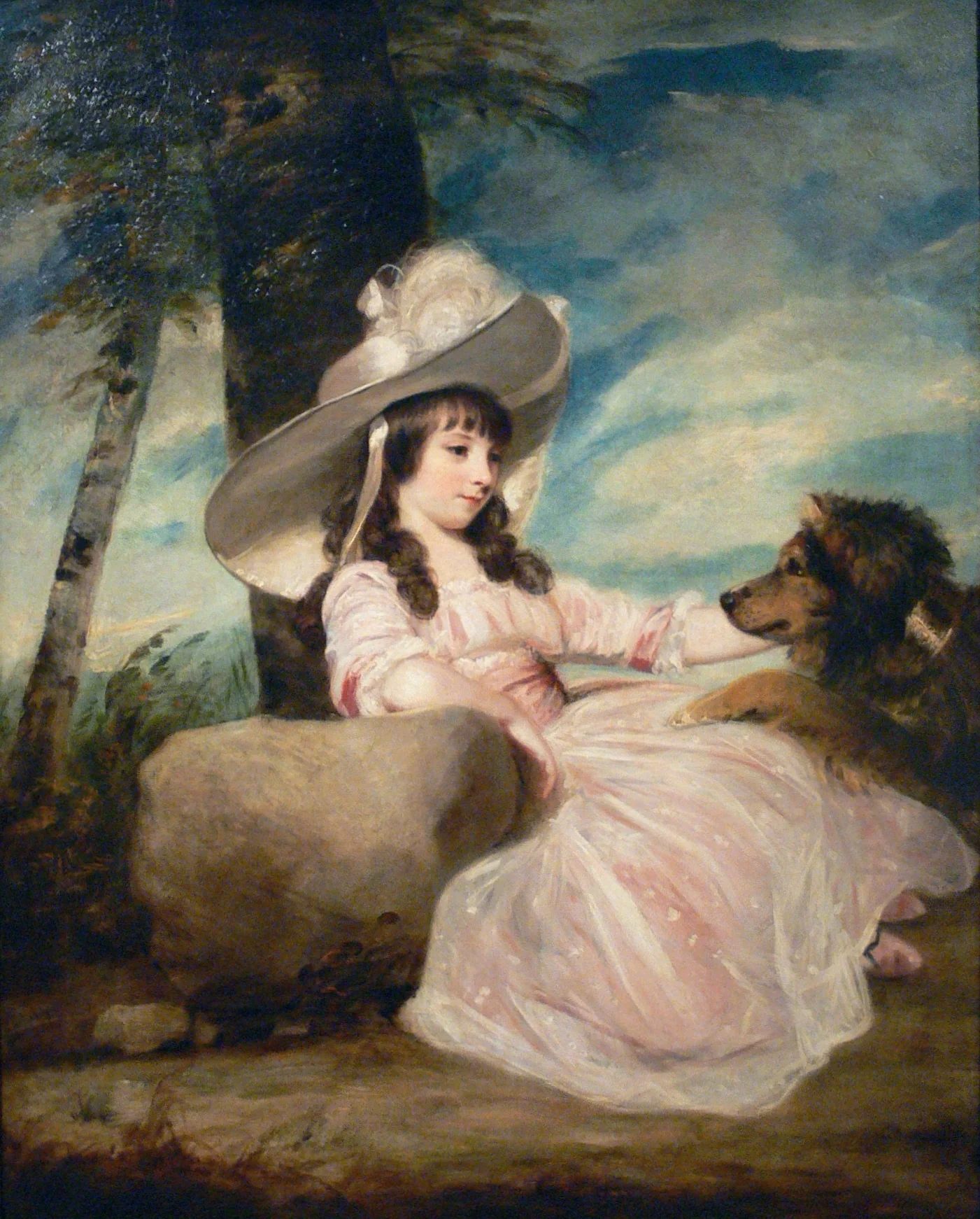Portrait of Miss Anna Ward with Her Dog, by Joshua Reynolds, oil, 1794
