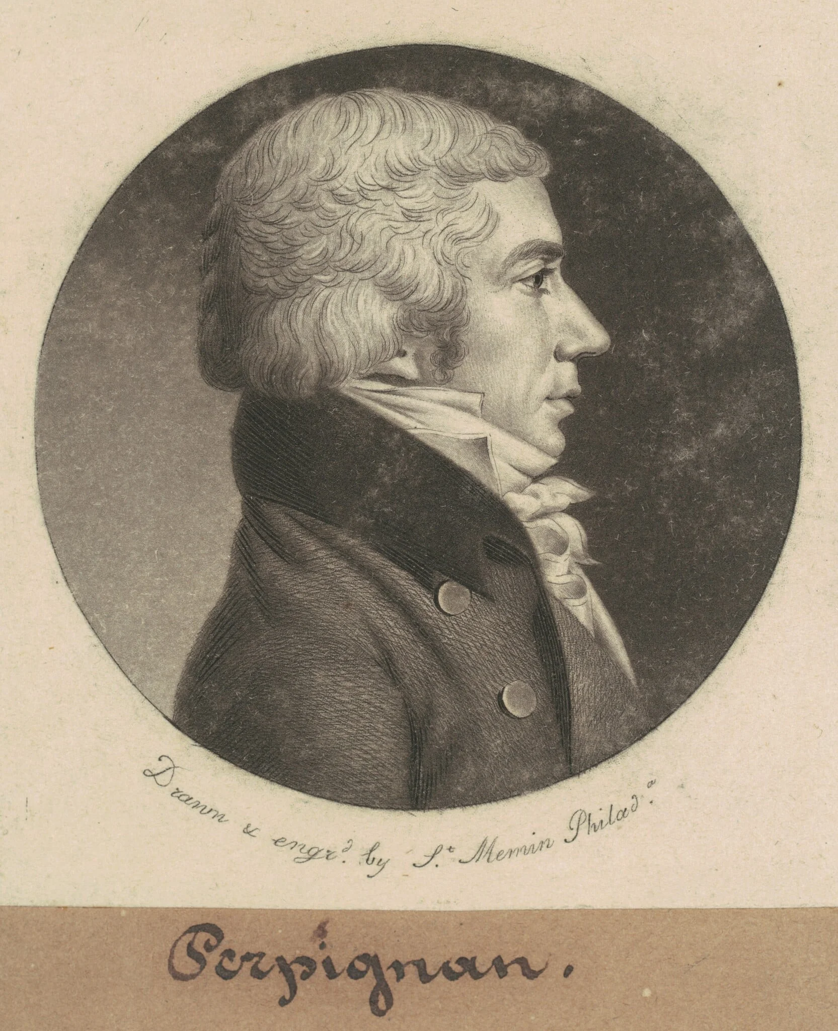 Perpignan, by Charles Balthazar Julien Févret de Saint-Mémin, ink, 1800