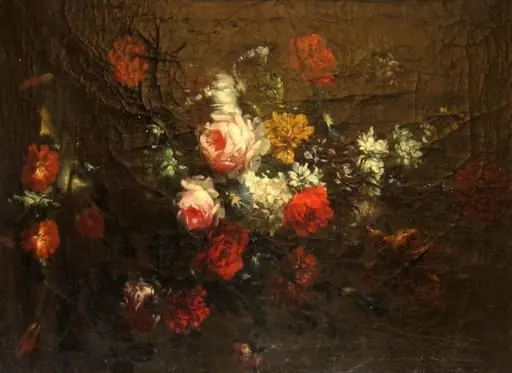 Buchet de flori cu trandafiri roșii ; pandant: Buchet de flori cu trandafir alb