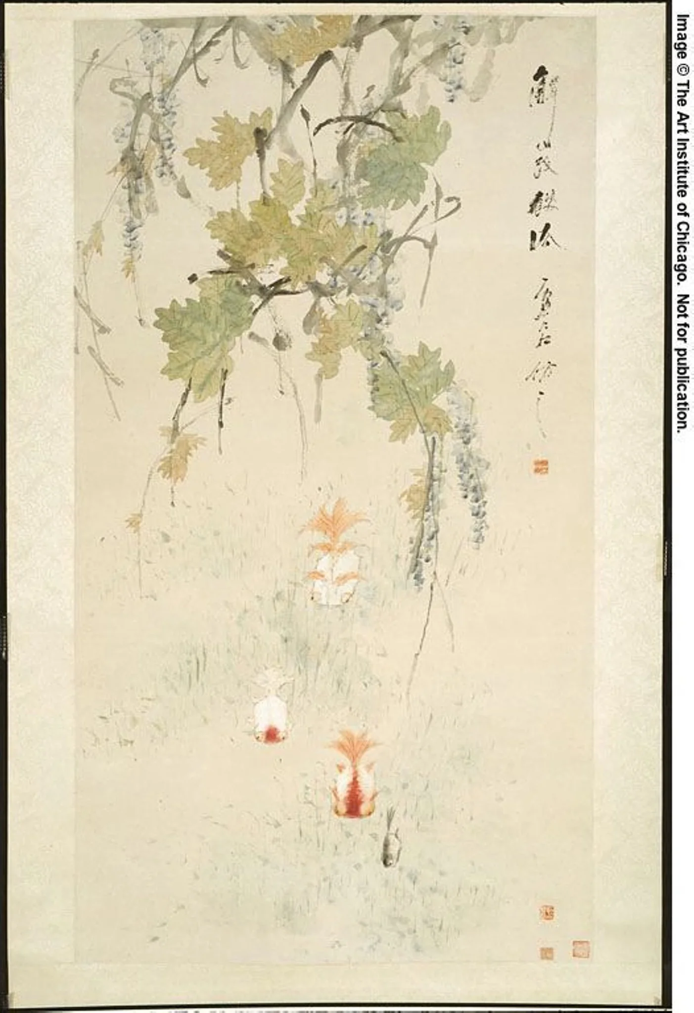 Wisteria and Goldfish, by Xugu, unspecified, 1860