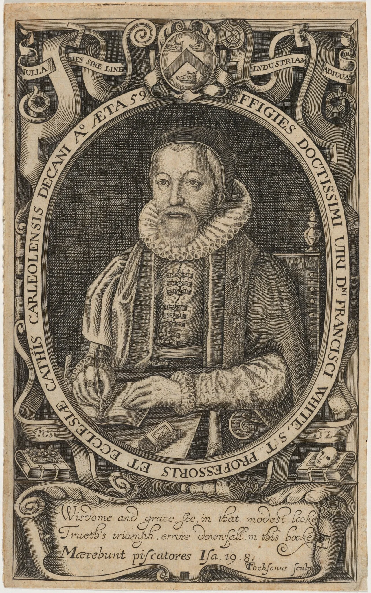 Francis White, D.D., Bishop of Ely, by Thomas Cockson, ink, 1624