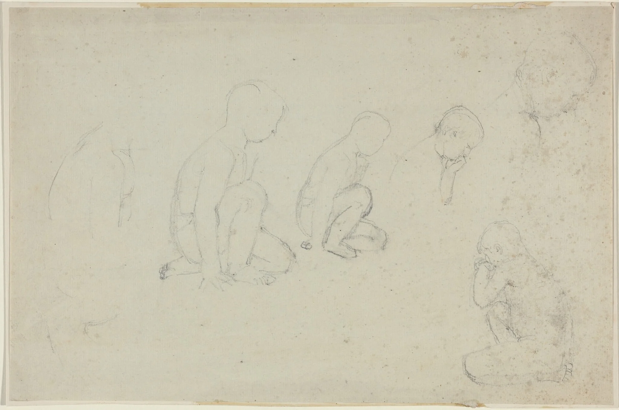 Studies of a Kneeling Boy, by John Flaxman, graphite, 1790