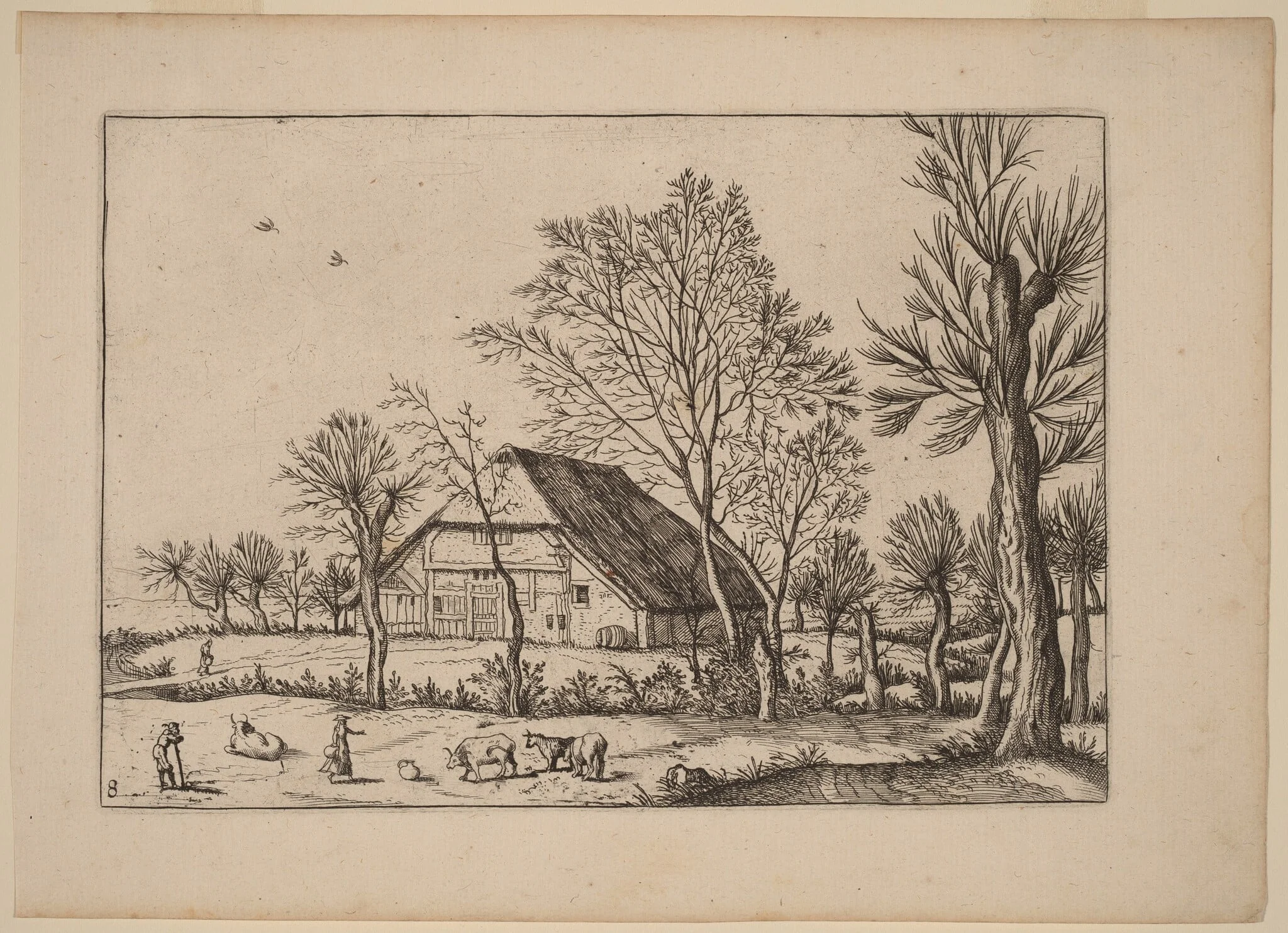 Farm, by Lucas van Doetechum, ink, 1676