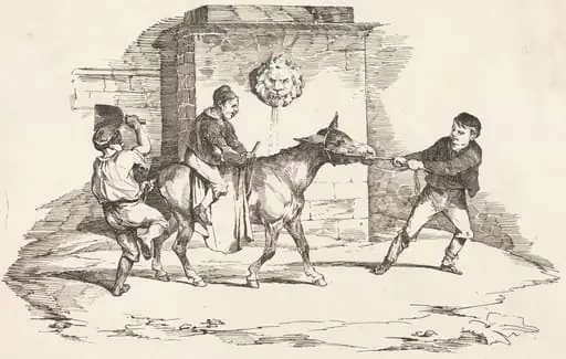 Three Children Playing with a Donkey (Trois enfants jouant avec un ane)