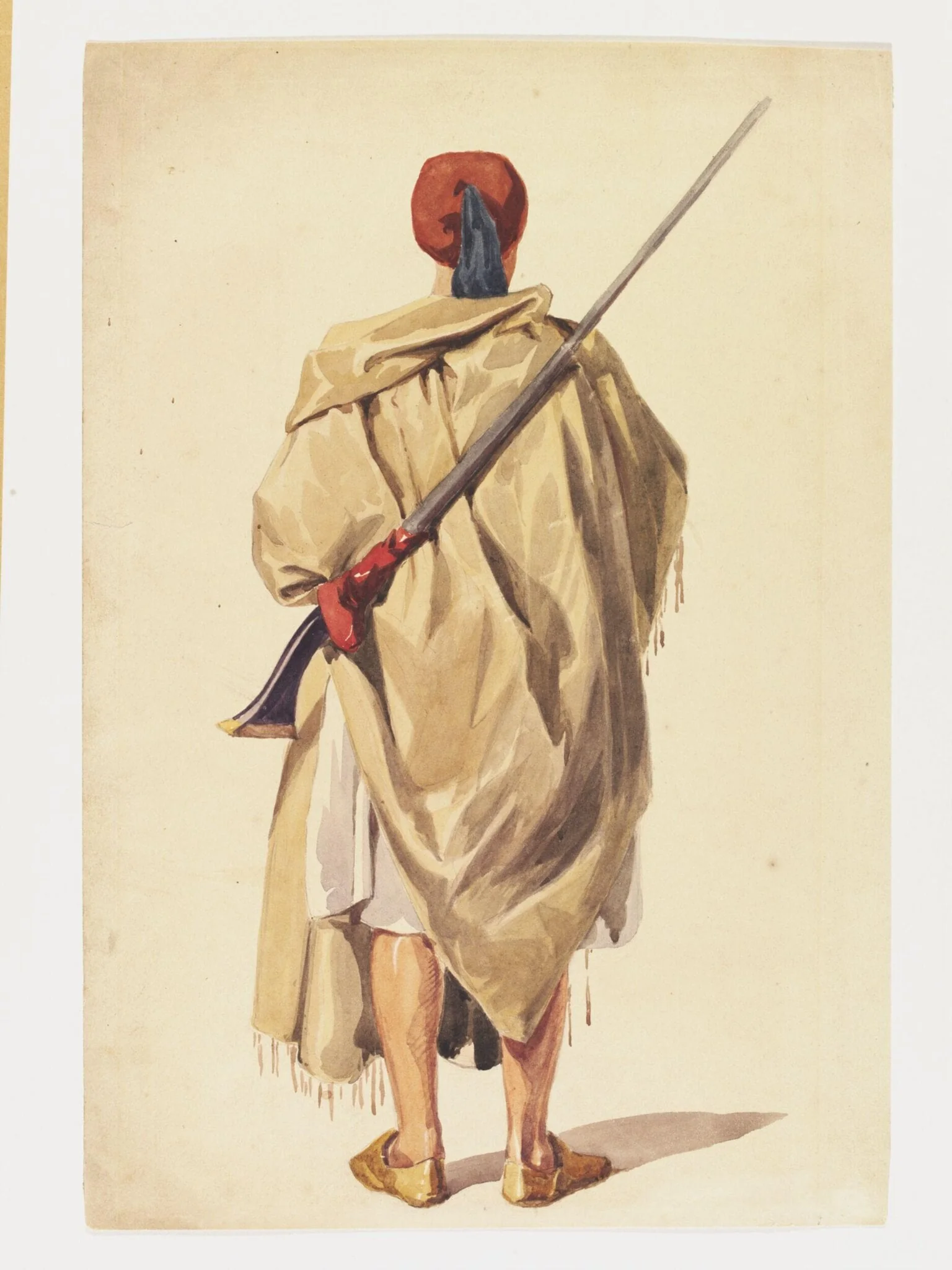 Soldier, back view, by John Absolon, watercolor, 1860