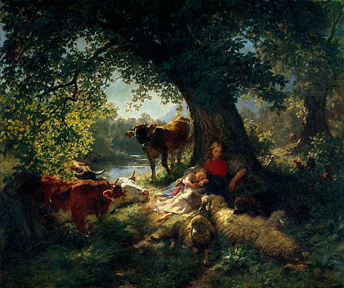 Mittagsruhe, by Rudolf Koller, oil, 1860