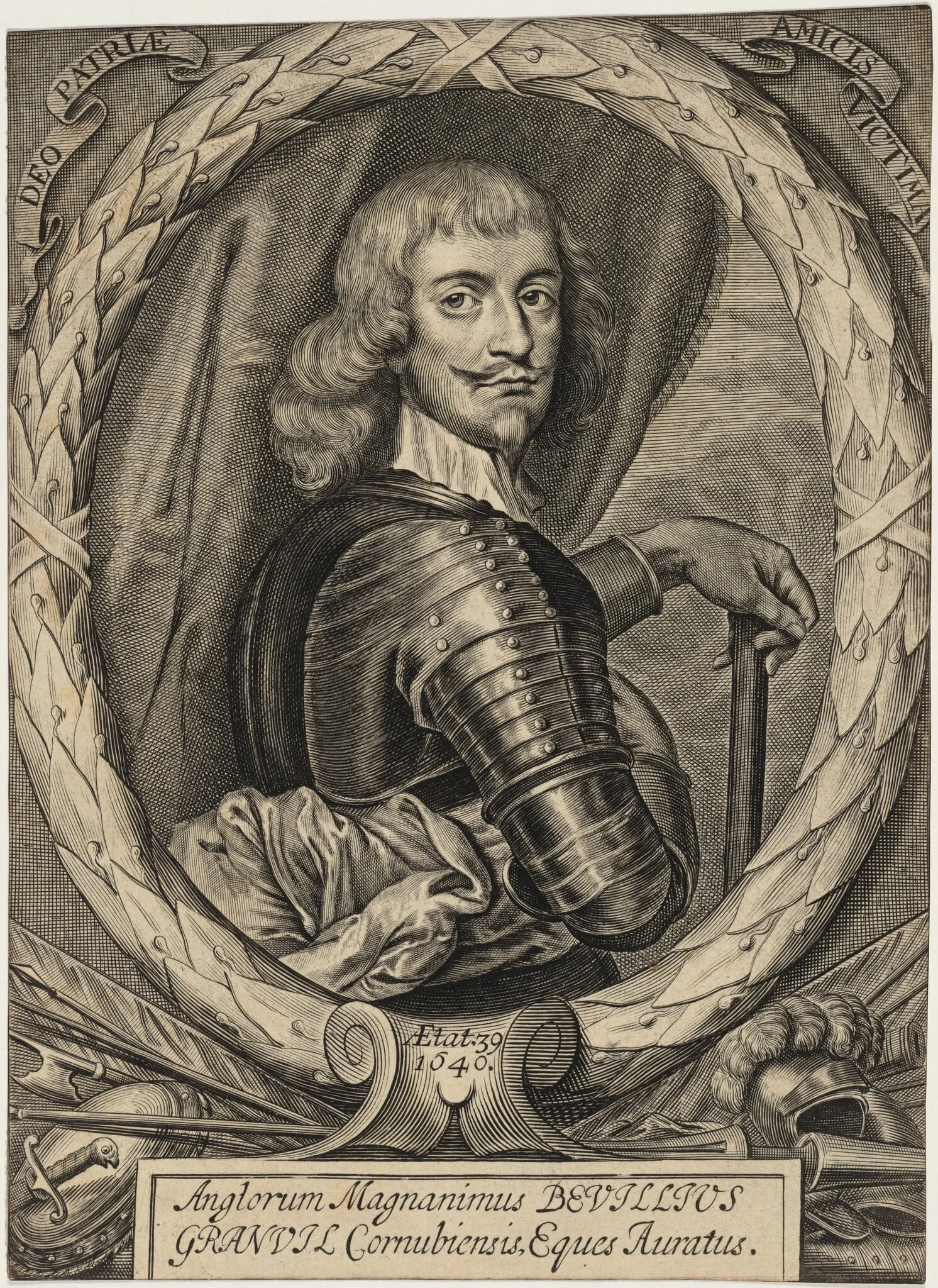 Sir Bevil Grenville, by William Faithorne, ink, 1684