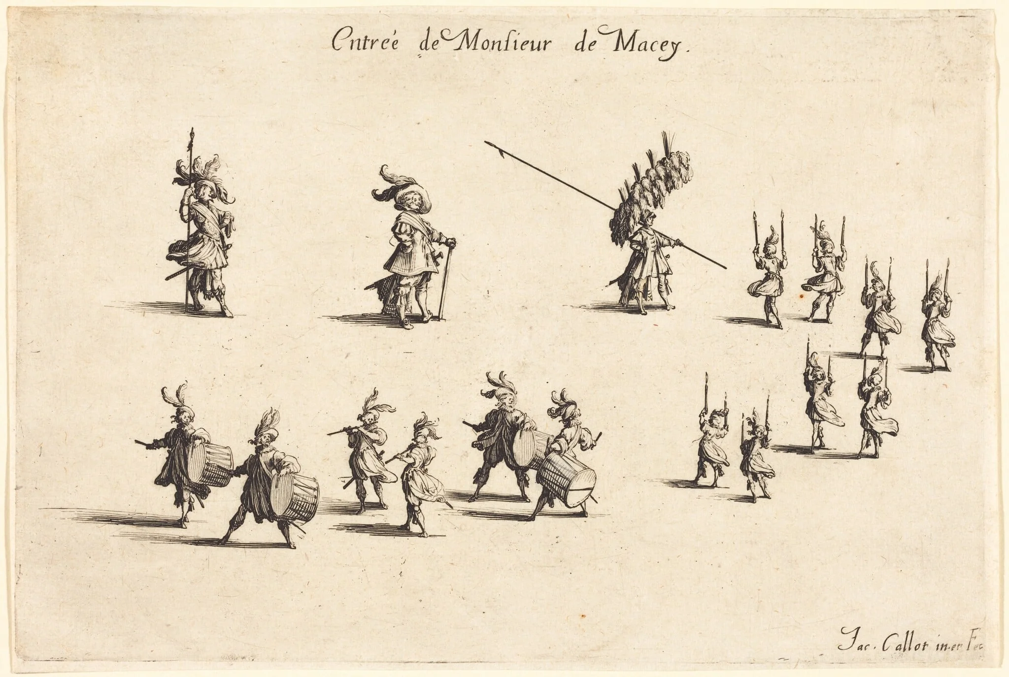 Entry of M. de Macey, by Jacques Callot, ink, 1627