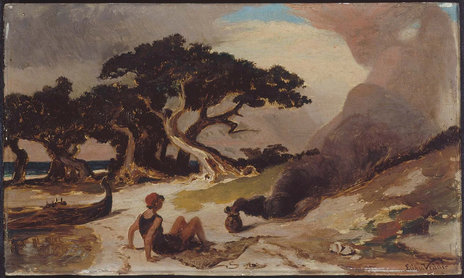 Fisherman and the Genie (Sketch), by Elihu Vedder, unspecified, 1863