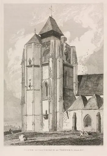 Architectural Antiquities of Normandy (Vol. II), Pl. 66:  Tower of the Church of Tréport, near Eu